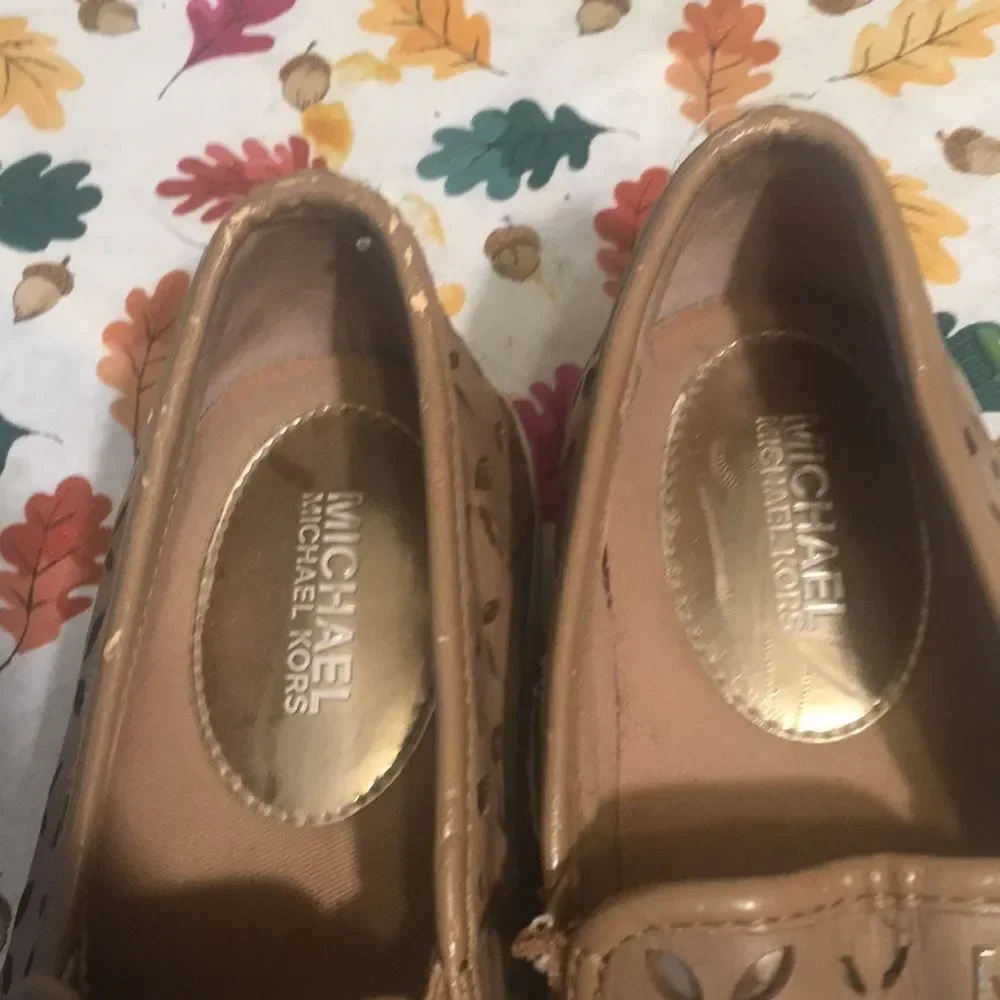 Michael Kors Tan and Gold Sneakers with Intricate Design